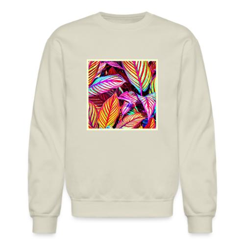 Striped Neon Leaves Design - Unisex Crewneck Sweatshirt