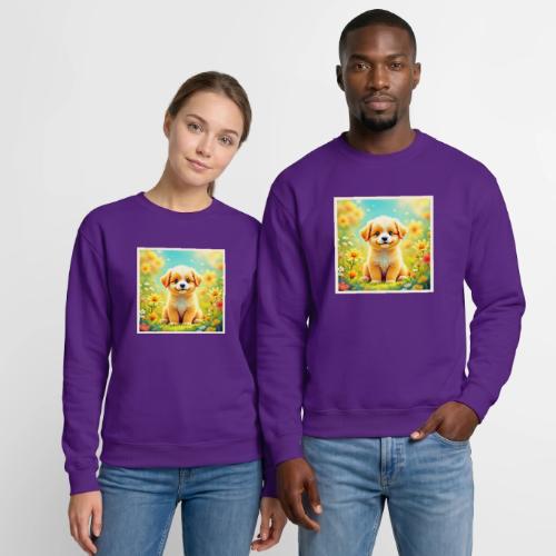 Cute Puppy Flower Art - Unisex Crewneck Sweatshirt