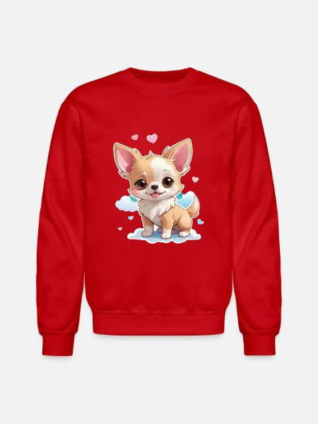 Charming Chihuahua Chic - Unisex Crewneck Sweatshirt - red