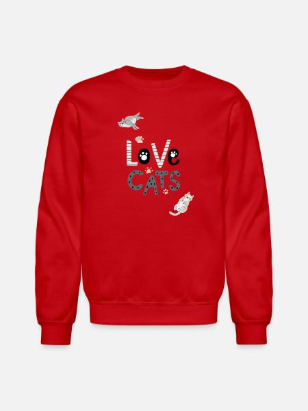 cat lovers - Unisex Crewneck Sweatshirt - red