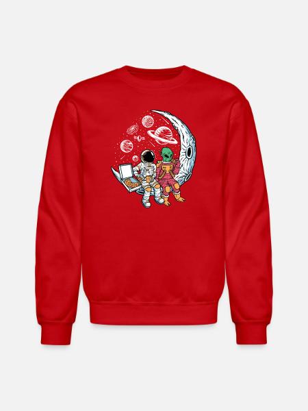 Cosmic Pizza Break - Unisex Crewneck Sweatshirt - red