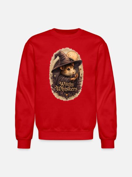 Witchy Whiskers Moonlit Wizardry - Unisex Crewneck Sweatshirt - red