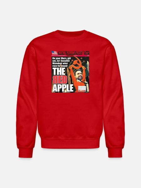 The Red Apple New York Post Zohran Mamdani  - Unisex Crewneck Sweatshirt - red