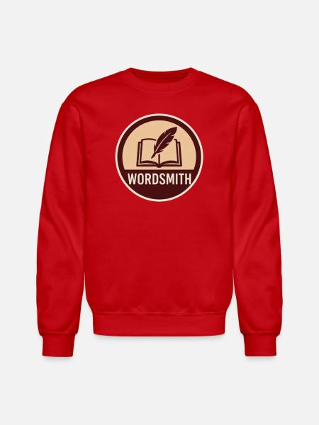 Wordsmith Quill Open Book - Unisex Crewneck Sweatshirt - red