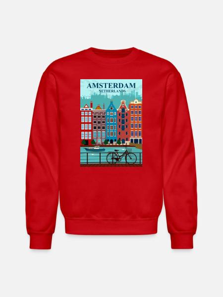 Amsterdam Travel - Unisex Crewneck Sweatshirt - red