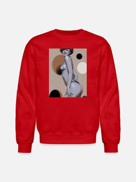 Retro Pinup Circle Print - Unisex Crewneck Sweatshirt - red