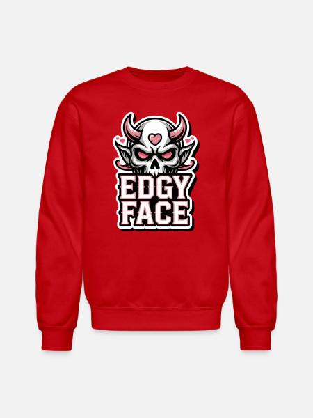 Edgy Face Skull - Unisex Crewneck Sweatshirt - red