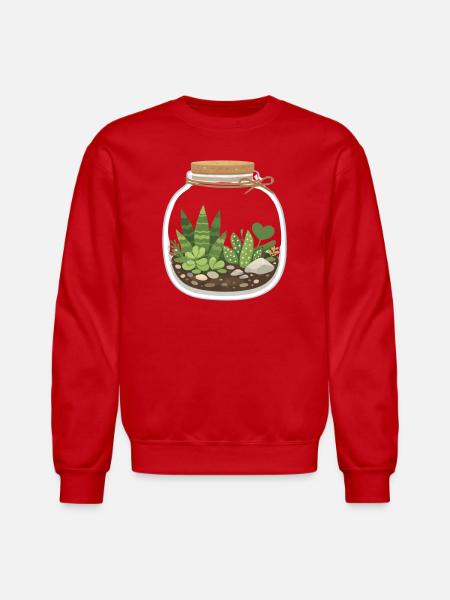 Glass Terrarium Garden Scene - Unisex Crewneck Sweatshirt - red