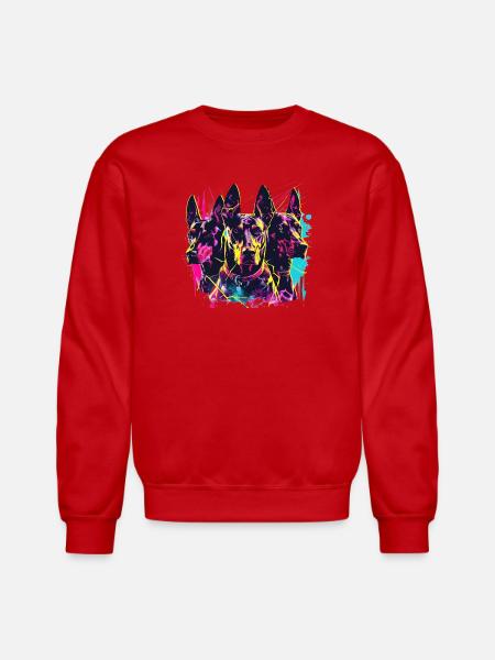 Neon Doberman Trio Splash - Unisex Crewneck Sweatshirt - red