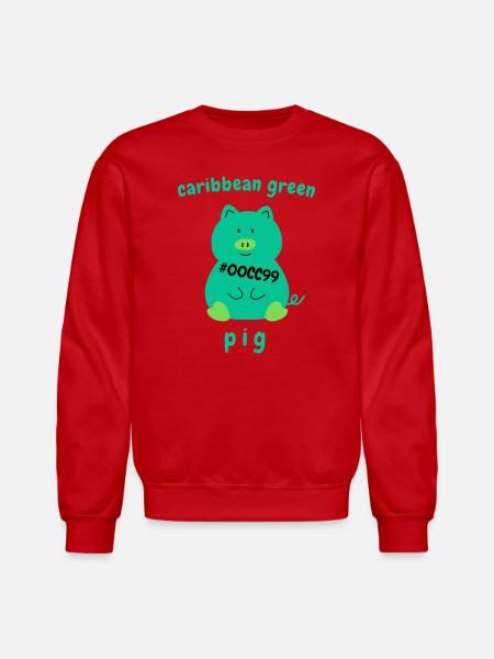 Caribbean green Pig - Unisex Crewneck Sweatshirt - red