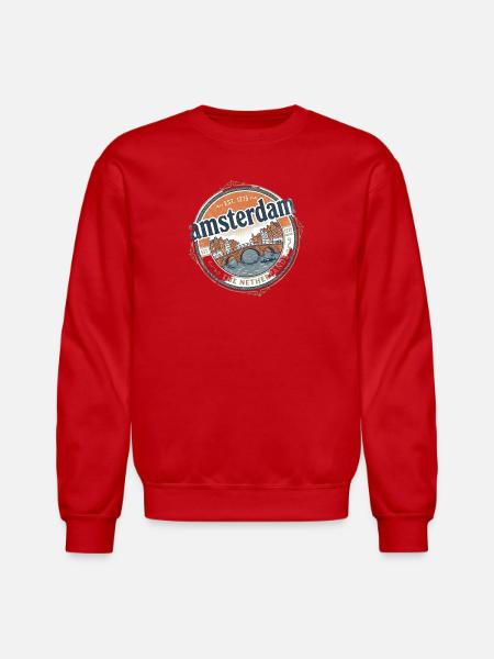 Amsterdam Bridge City Seal - Unisex Crewneck Sweatshirt - red