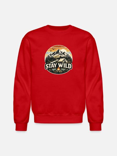 Stay Wild Camp Retro Sunset - Unisex Crewneck Sweatshirt - red