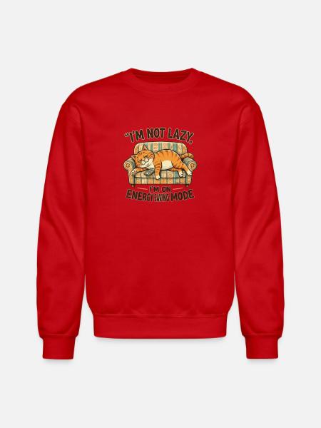 Lazy_Cat - Unisex Crewneck Sweatshirt - red