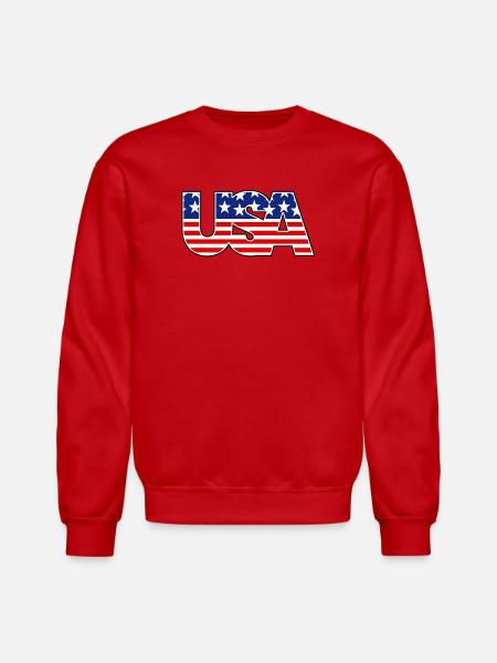 American Flag USA Logo - Unisex Crewneck Sweatshirt - red