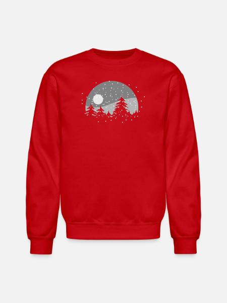 Winter Night Snow Circle Silhouette - Unisex Crewneck Sweatshirt - red