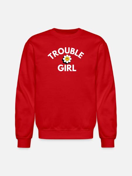 Trouble Girl Daisy Smile - Unisex Crewneck Sweatshirt - red