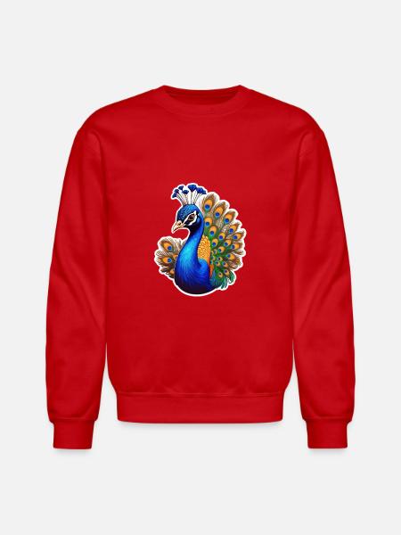 Peacock Bird - Unisex Crewneck Sweatshirt - red
