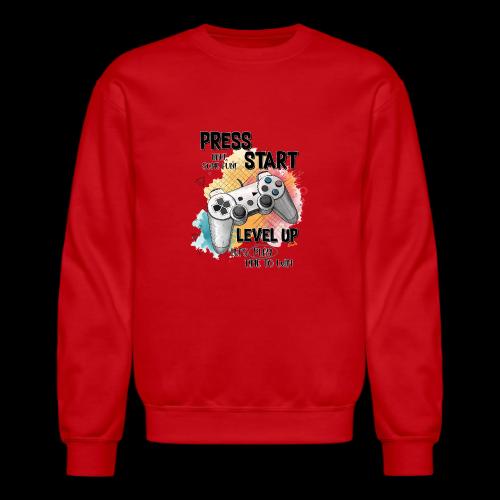 Press Start, Level Up - Unisex Crewneck Sweatshirt