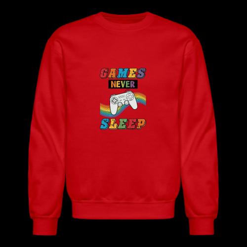 Games Never Sleep Rainbow - Unisex Crewneck Sweatshirt