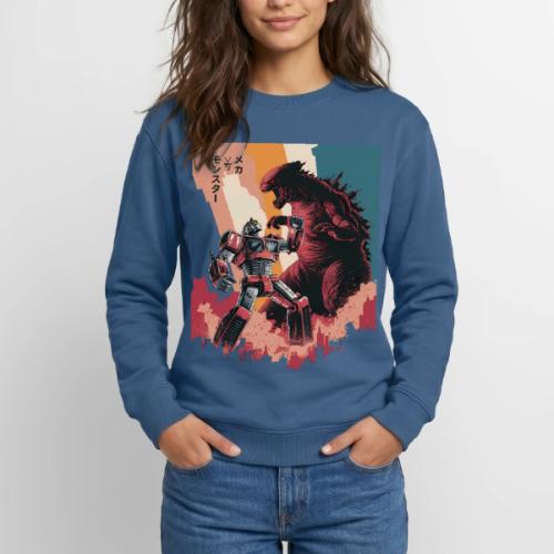 Steel vs Scales: Mecha vs Monster Battle Design - Unisex Crewneck Sweatshirt