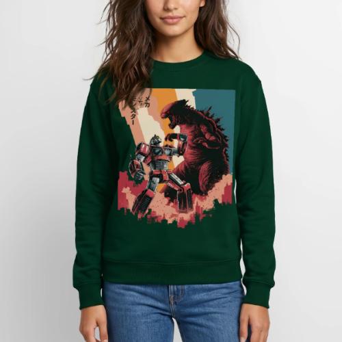 Steel vs Scales: Mecha vs Monster Battle Design - Unisex Crewneck Sweatshirt