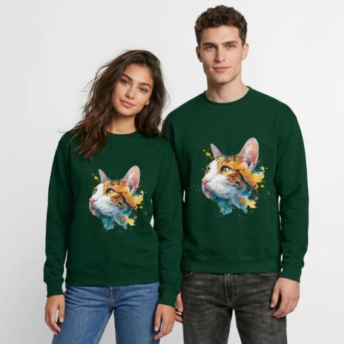 Cat: Feline Ink Burst - Unisex Crewneck Sweatshirt