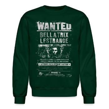 Harry Potter Bellatrix Lestrange Wanted Poster - Chandail à encolure ras-du-cou unisexe - vert - Devant - AI Model Female 172 light (172cm) & AI Model Male 185 light (185cm)