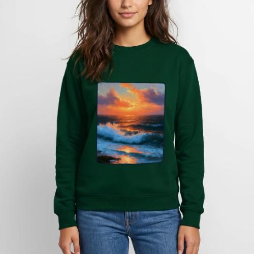 Sunset Storm Waves Oil Painting - Unisex Crewneck Sweatshirt