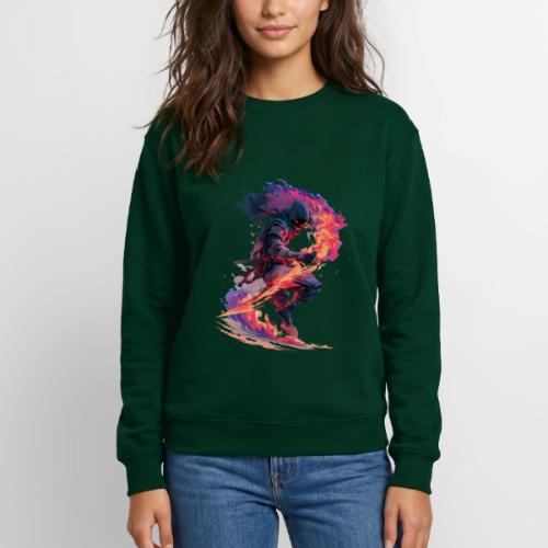 Flaming Ninja Warrior Fantasy Design - Unisex Crewneck Sweatshirt