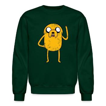 Adventure Time Vintage Jake - Unisex Crewneck Sweatshirt - forest green - Front - AI Model Female 172 light (172cm) & AI Model Male 185 light (185cm)