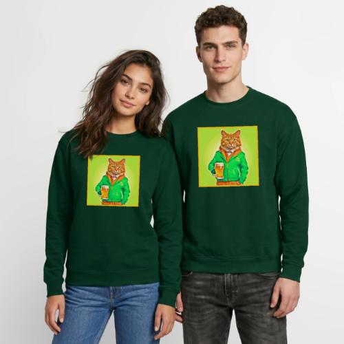 Irish Day Cat: Stylish Jacket Swagger - Unisex Crewneck Sweatshirt