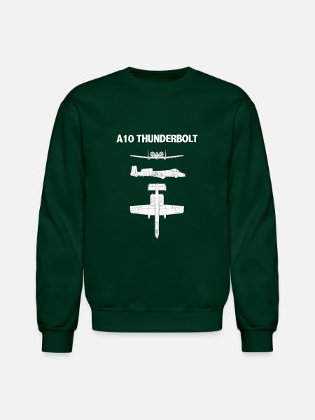 A10 Thunderbolt Blueprint Art - Unisex Crewneck Sweatshirt - forest green
