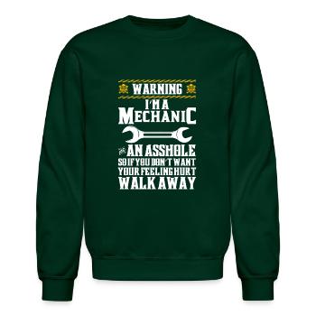 Warning I m A Mechanic And Asshole - Unisex Crewneck Sweatshirt - forest green - Front - AI Model Female 172 light (172cm) & AI Model Male 185 light (185cm)