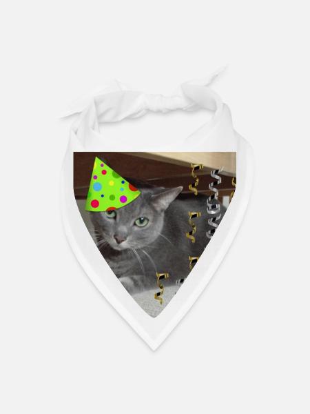 Birthday Party Russian Blue Cat - Bandana - white - Front