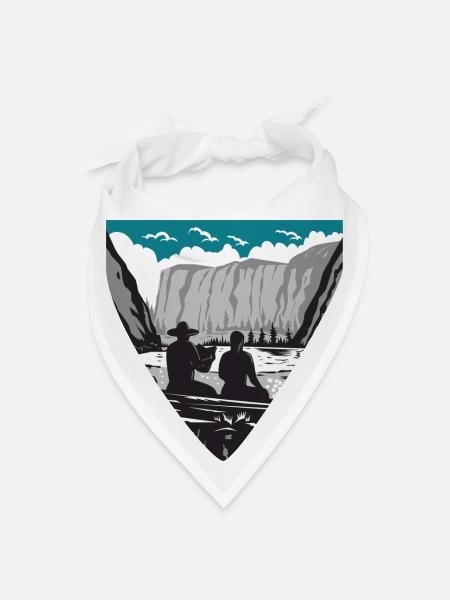 Hikers near Mirror Lake in Yosemite National Park  - Bandana - white - Front