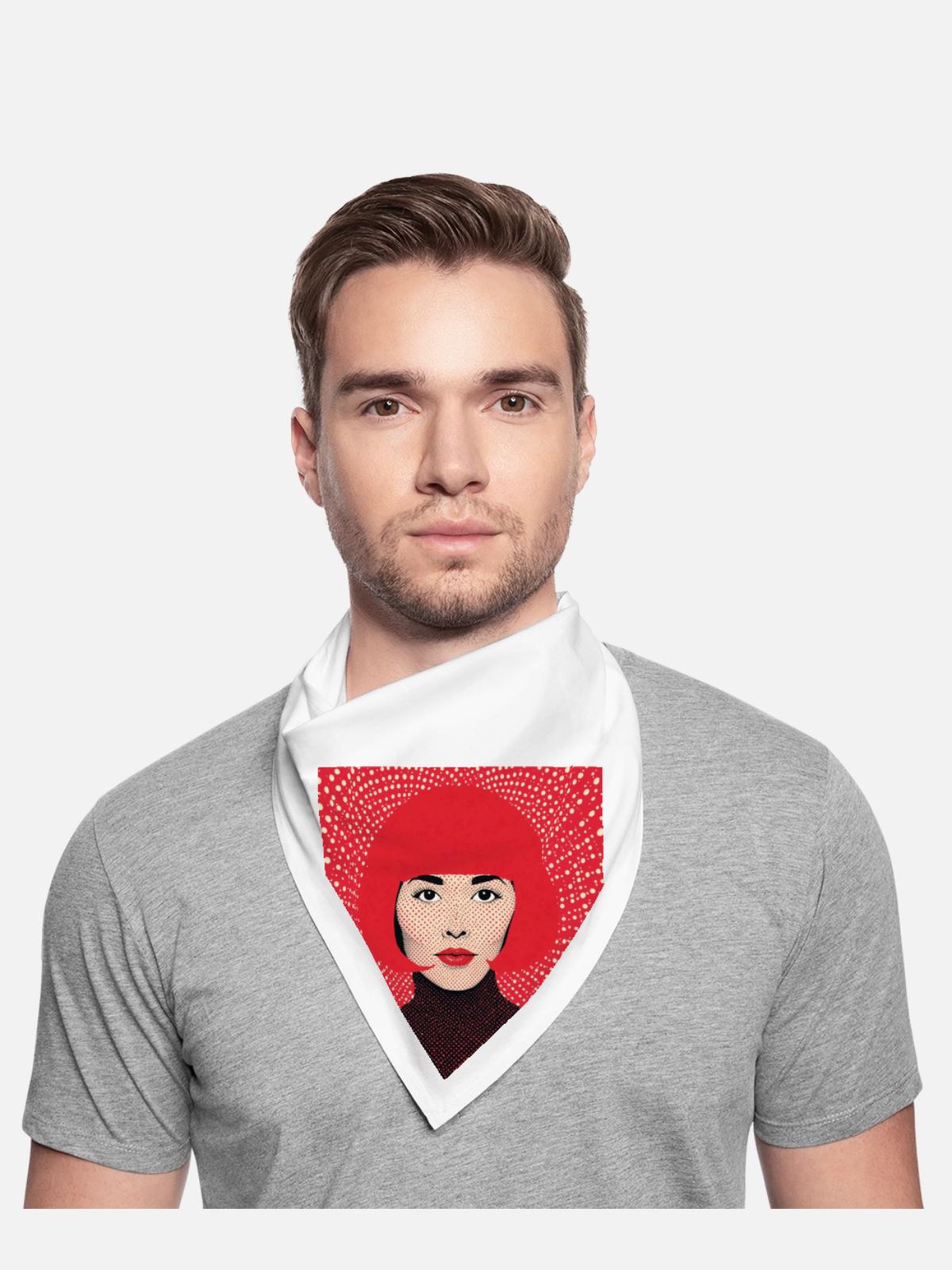 Crimson Pop Art Halftone Portrait - Bandana - white - Front - TBD (187cm)