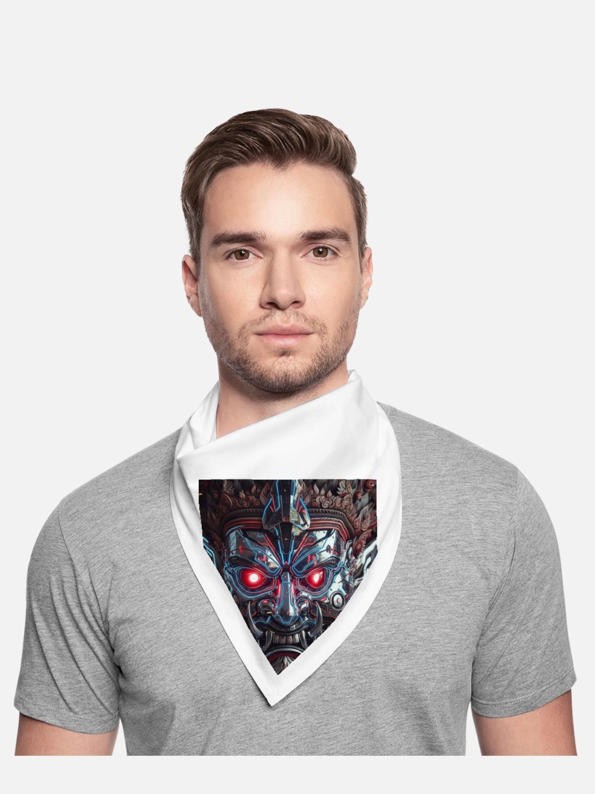 Cyberpunk Demon Mask – Chrome Tech Art - Bandana - white - Front - TBD (187cm)
