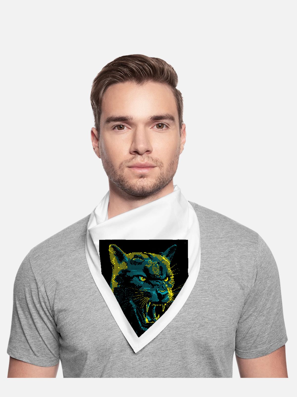 Neon Halftone Cat Roar - Bandana - white - Front - TBD (187cm)