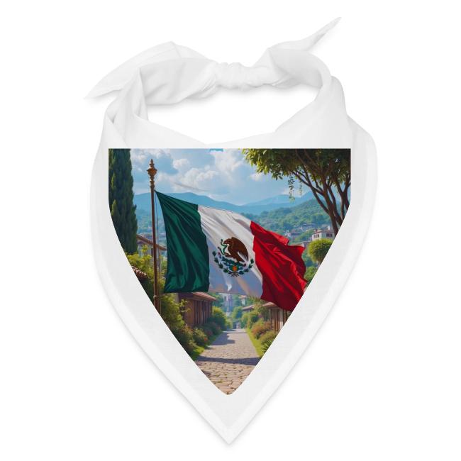 Mexican flag surrounded by nature and magic town