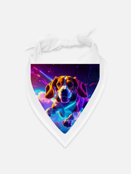 Cyberpunk Beagle - Bandana - white - Front