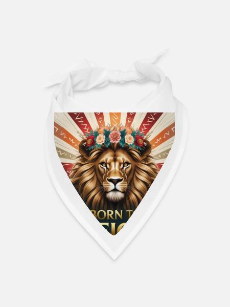 Born to Reign Lion T-Shirt Bold Royal Jungle King - Bandana - white