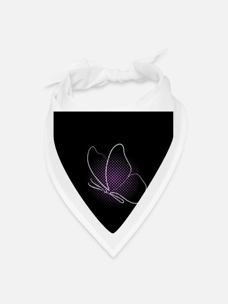 Minimalist Line Art Butterfly with Purple Halftone - Bandana - white - Front