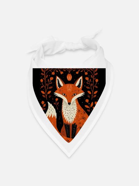 Floral Fox in Autumn Frame - Bandana - white - Front