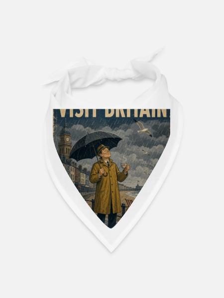 Visit Britain, Bring a Jacket - Retro - Bandana - white - Front