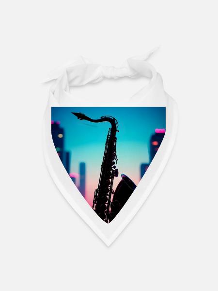 Futuristic Saxophone  - Bandana - white - Front