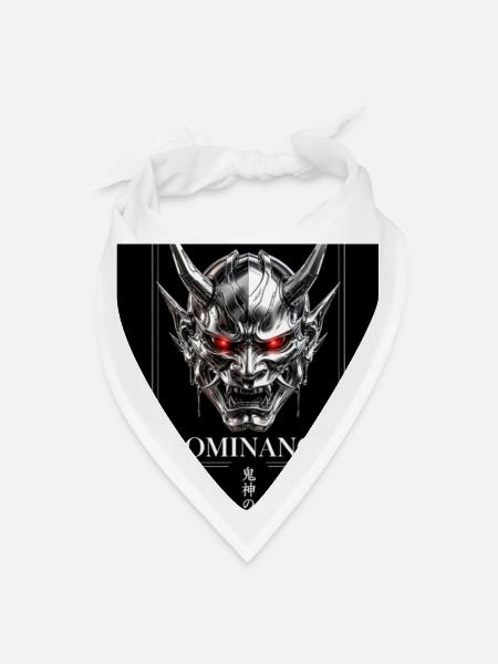 Dominance Chrome Oni Demon Mask Aesthetic Graphic - Bandana - white - Front