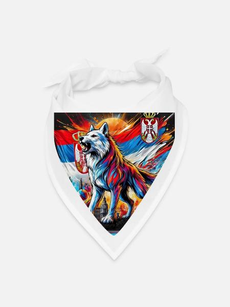 Serbia wolf national flag design - Bandana - white