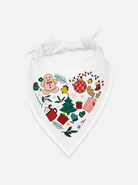 Xmas Merry Christmas Heart Gingerbread Sock - Bandana - white - Front