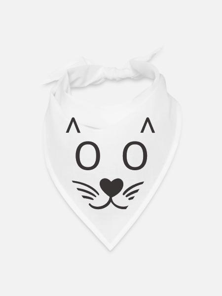 Meow Staring Cat Face Art - Bandana - white - Front