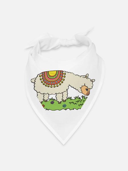 Alpaca Eats Grass On A Meadow - Bandana - white - Front